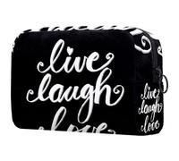 Live Laugh Love Trousse à cosmétiques pour femme, trousse de toilette de voyage, grande pochette de maquillage pratique avec fermeture éclair, multicolore, 18.5x7.5x13cm/7.3x3x5.1in, Trousse de