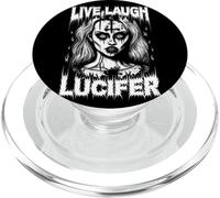 Live Laugh Lucifer Satanic Goth Woman in Demonic Makeup PopSockets PopGrip pour MagSafe