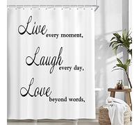 Live Laugh Rideaux de douche en papier peint avec citation Live Every Moment Laugh Every Day Love Beyond Words, tissu résistant à la imperméable Rideau de douche pour salle de bain 180x180cm