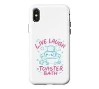 Live Laugh Toaster Bath Sarcastique Unhinged Meme Dark Humour Coque pour iPhone X/XS