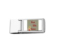 Live Life Love Art Deco Fashion Slim Porte-billets en acier inoxydable