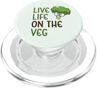 Live Life on The Veg Funny Vegetable Brocoli Vegan Life PopSockets PopGrip pour MagSafe