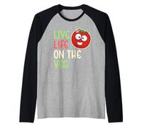 Live Life on The Veg : Mode de Vie végétalien Amusant aux légumes et aux tomates Manche Raglan