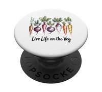 Live Life on The Veg Vegetarian Nature Food (en Anglais) PopSockets PopGrip Adhésif
