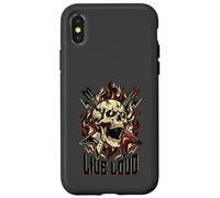 Live Loud Rock and Roll Guitare Vintage Rock Music Coque pour iPhone X/XS
