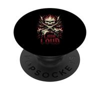 Live Loud Rock and Roll Guitare Vintage Rock Music PopSockets PopGrip Adhésif