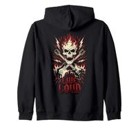 Live Loud Rock and Roll Guitare Vintage Rock Music Sweat à Capuche