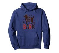 Live Love Bark : Adorable Amoureux des Chiens Sweat à Capuche, Unisexe pour Adultes, Bleu Marine, XXL