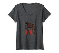 Live Love Bark : Adorable Amoureux des Chiens T-Shirt avec Col en V, Femme, Chiné Foncé, M