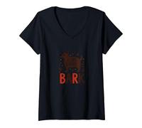 Live Love Bark : Adorable Amoureux des Chiens T-Shirt avec Col en V, Femme, Noir, M