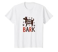 Live Love Bark : Adorable Amoureux des Chiens T-Shirt, Enfant, Blanc, 10 Ans
