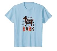 Live Love Bark : Adorable Amoureux des Chiens T-Shirt, Enfant, Bleu Céleste, 4 Ans