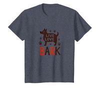 Live Love Bark : Adorable Amoureux des Chiens T-Shirt, Enfant, Bleu Chiné, 12 Ans