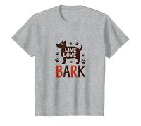Live Love Bark : Adorable Amoureux des Chiens T-Shirt, Enfant, Gris Chiné, 12 Ans