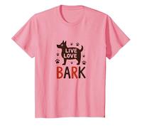 Live Love Bark : Adorable Amoureux des Chiens T-Shirt, Enfant, Rose, 10 Ans