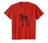 Live Love Bark : Adorable Amoureux des Chiens T-Shirt, Enfant, Rouge, 12 Ans