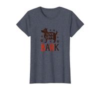 Live Love Bark : Adorable Amoureux des Chiens T-Shirt, Femme, Bleu Chiné, L