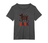 Live Love Bark : Adorable Amoureux des Chiens T-Shirt, Femme Grandes Tailles, Chiné Foncé, 3X