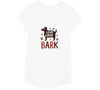 Live Love Bark : Adorable Amoureux des Chiens T-Shirt, Fille, Blanc, M