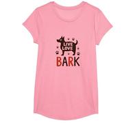 Live Love Bark : Adorable Amoureux des Chiens T-Shirt, Fille, Rose, M
