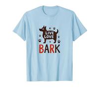 Live Love Bark : Adorable Amoureux des Chiens T-Shirt, Homme, Bleu Céleste, M