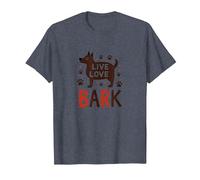 Live Love Bark : Adorable Amoureux des Chiens T-Shirt, Homme, Bleu Chiné, XXL