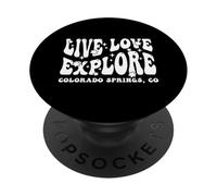 Live Love Explore Colorado Springs CO Style rétro PopSockets PopGrip Adhésif