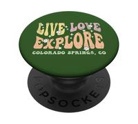 Live Love Explore Colorado Springs CO Style rétro PopSockets PopGrip Adhésif