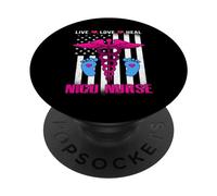 Live Love Heal NICU Nurse American Flag Nursing Nurses PopSockets PopGrip Adhésif