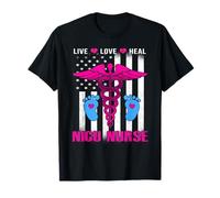 Live Love Heal NICU Nurse American Flag Nursing Nurses T-Shirt