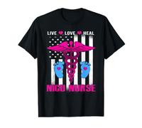 Live Love Heal NICU Nurse American Flag Nursing Nurses T-Shirt Graphique avec Valeur