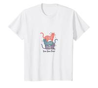 Live Love Purr: Adorable Graphique de Amoureux des Chats T-Shirt, Enfant, Blanc, 12 Ans