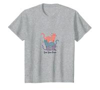 Live Love Purr: Adorable Graphique de Amoureux des Chats T-Shirt, Enfant, Gris Chiné, 12 Ans