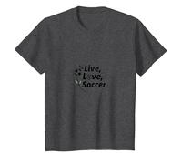 Live, Love, Soccer - Cadeau Passion Sport Femme T-Shirt, Enfant, Chiné Foncé, 12 Ans