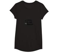 Live, Love, Soccer - Cadeau Passion Sport Femme T-Shirt, Fille, Noir, M