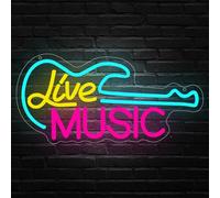 Live Music - Panneau néon lumineux à LED - Pour décoration murale - USB - Pour bar, musique, stadio, boîte de nuit, fête, studio de musique