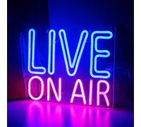 Live On Air Enseigne Néon Bleu Rose Lettres Led Neon Light Décoration Murale Pour Studio Chambre Salle De Jeux Décoration De Fête Enseigne Lumineuse De Mot Sur L'air Alimenté Par Usb