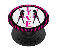 Live Pray Ruban Rose pour Femme Motif Cancer du Sein Noir PopSockets PopGrip Adhésif