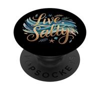 Live Salty Coastal Design for Beach Lovers PopSockets PopGrip Adhésif