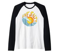 Live Salty, Sand Sun Beach Casual Beachwear Manche Raglan