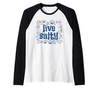 Live Salty, Sand Sun Beach Casual Beachwear Manche Raglan