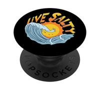 Live Salty, Sand Sun Beach Casual Beachwear PopSockets PopGrip Adhésif