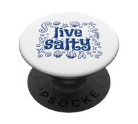 Live Salty, Sand Sun Beach Casual Beachwear PopSockets PopGrip Adhésif