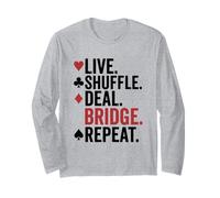 Live Shuffle Bridge Repeat with Suits Red Black Typography Manche Longue