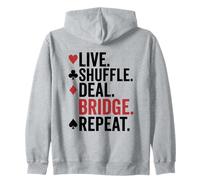 Live Shuffle Bridge Repeat with Suits Red Black Typography Sweat à Capuche