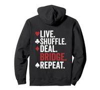 Live Shuffle Bridge Repeat with Suits Red White Typography Sweat à Capuche