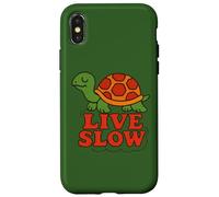 Live Slow Turtle Life Nature Vibes Retro Calm Esthétique Coque pour iPhone X/XS