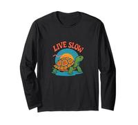 Live Slow Turtle Life Nature Vibes Retro Calm Esthétique Manche Longue
