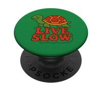 Live Slow Turtle Life Nature Vibes Retro Calm Esthétique PopSockets PopGrip Adhésif