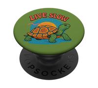 Live Slow Turtle Life Nature Vibes Retro Calm Esthétique PopSockets PopGrip Adhésif